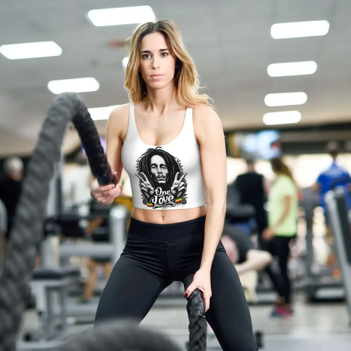 Top Deportivo Personalizado de Bob Marley Reggae para Mujer, Sujetador Deportivo, Top Corto para Gimnasio, Yoga y Entrenamiento de Alto Impacto