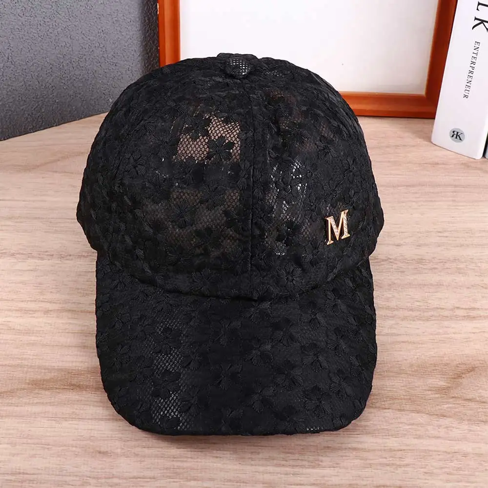 Fashion Women Lace Breathable Mesh Baseball Cap Embroidery Flower Summer Cap Snapback Hat Visor Cap