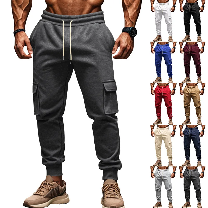 

New autumn and winter velvet men's casual overalls multi-pocket pants sports casual trousers