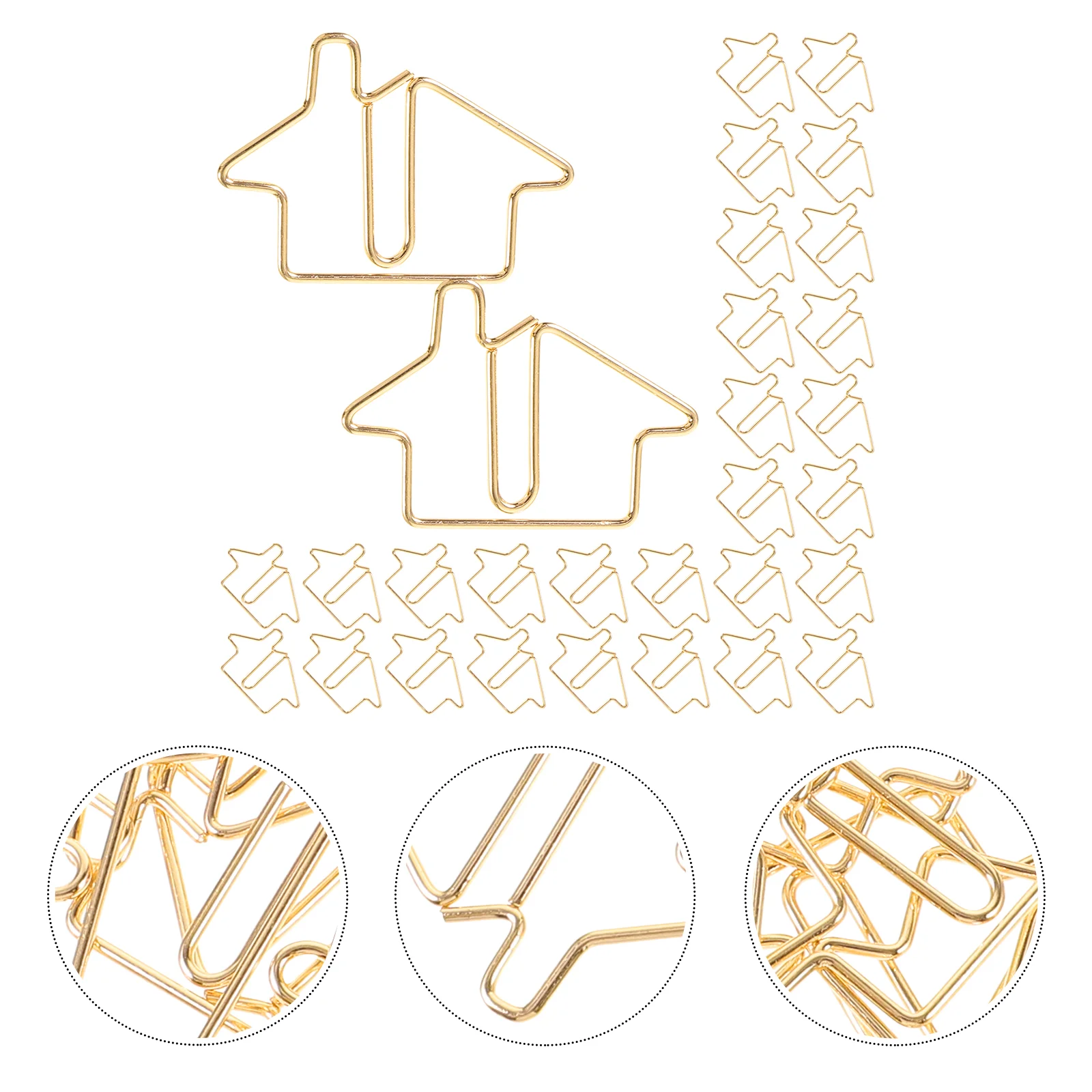 50 Pcs Special-shaped Paper Clip Metal House Bookmark Cute Cartoon 50pcs Gold Office Clips Carbon Steel Small File Fun