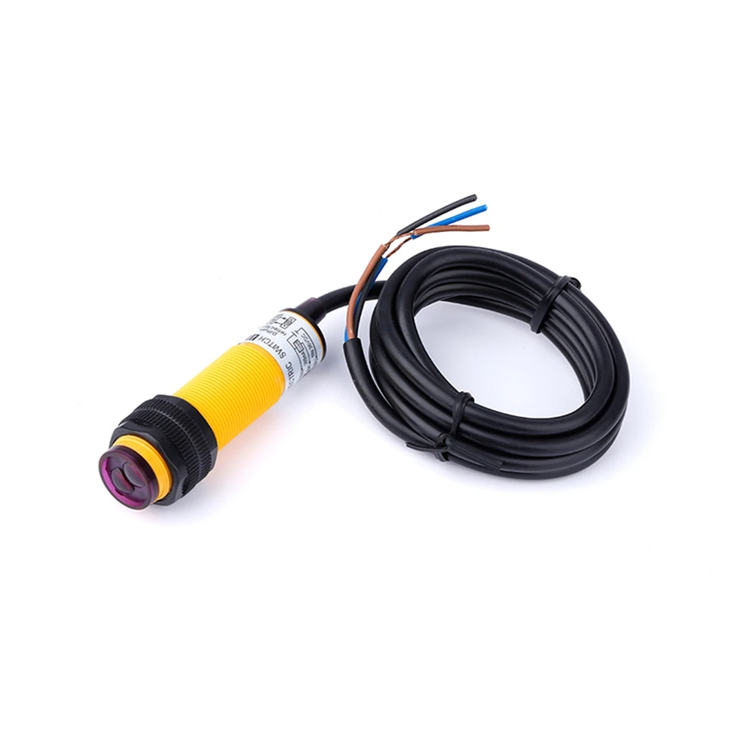 E3F-DS10 18MM Diffuse Type Photoelectric Sensor Switch with 2-10CM Adjustable Detection Distance NPN/PNP Output NO/NC DC6-36V