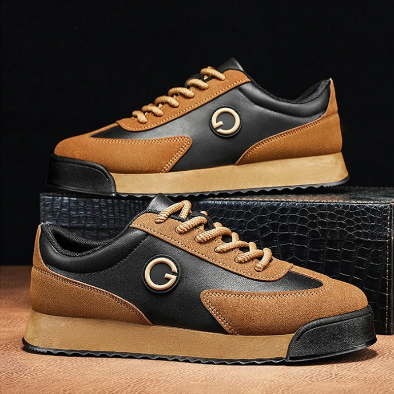 

Young Men Board Shoes Platform Lace Up Fashion Casual Shoes Outdoor City Walk Driving Sneakers British Style Retro Women Casuals