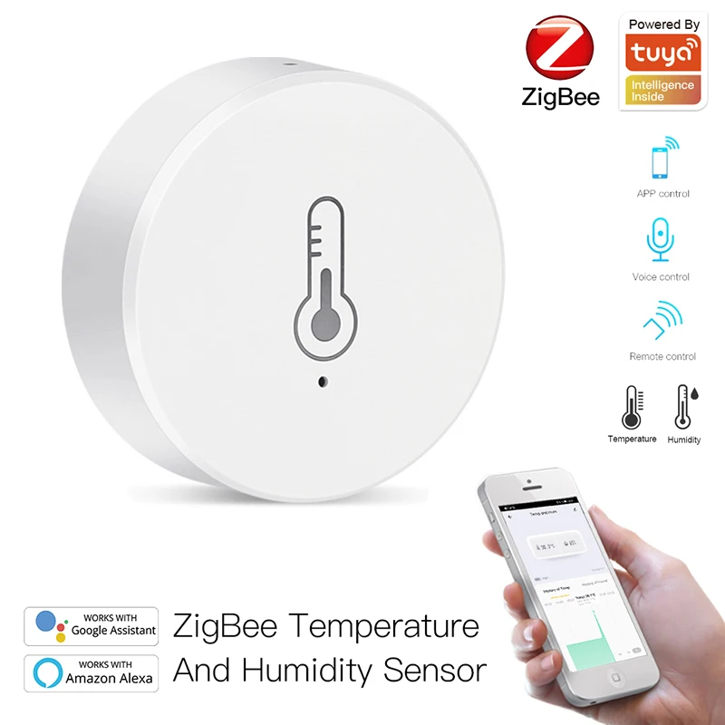 Tuya Smart Zigbee Temperature And Humidity Sensor indoor Thermometer Monitor Work Smartlife With Alexa Google Home APP Assistant