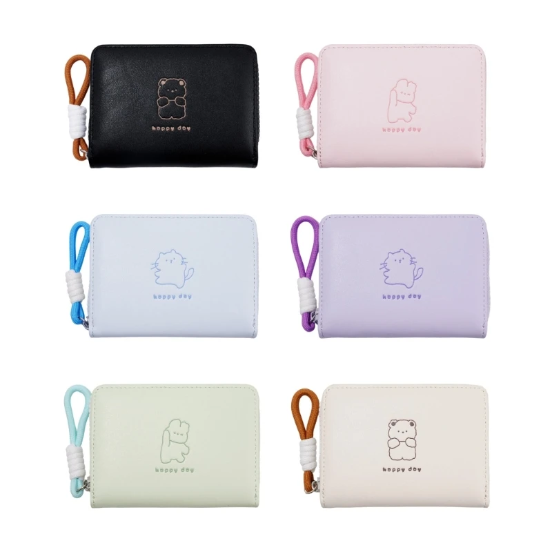 340D Cats Short Purse for Girl Coin Purse Small Wallet Large Capacity Coin Change Bag