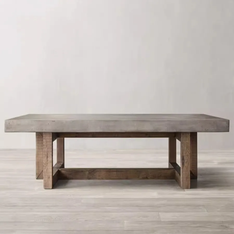 Rural solid wood imitation cement small coffee table B & B old rectangular design wooden tea table