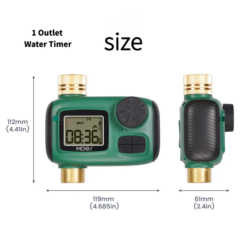 Temporizador de Riego con Entrada de Latón, IP55 Impermeable, Pantalla LCD, Botón Giratorio, Válvula de Riego Automática, Controlador de Riego para Manguera de Jardín