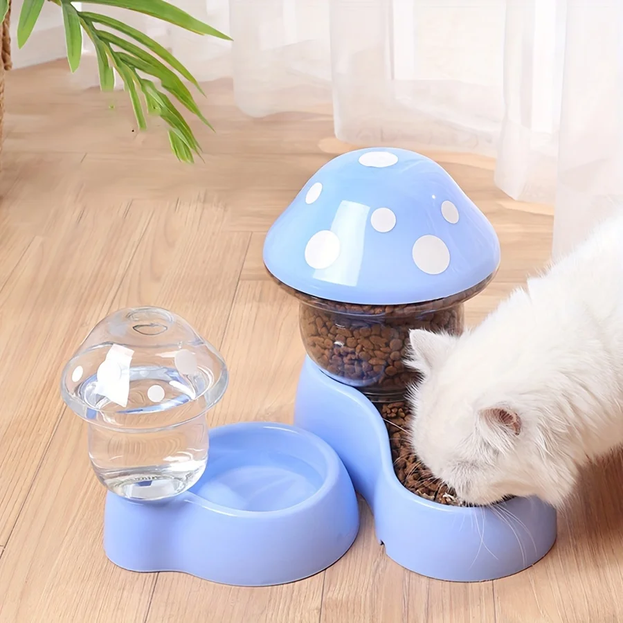 1 Piece/2 Piece Automatic Pet Food and Water Feeder Mushroom Shaped Gravity Food and Water Feeding Set Suitable for Indoor Cats