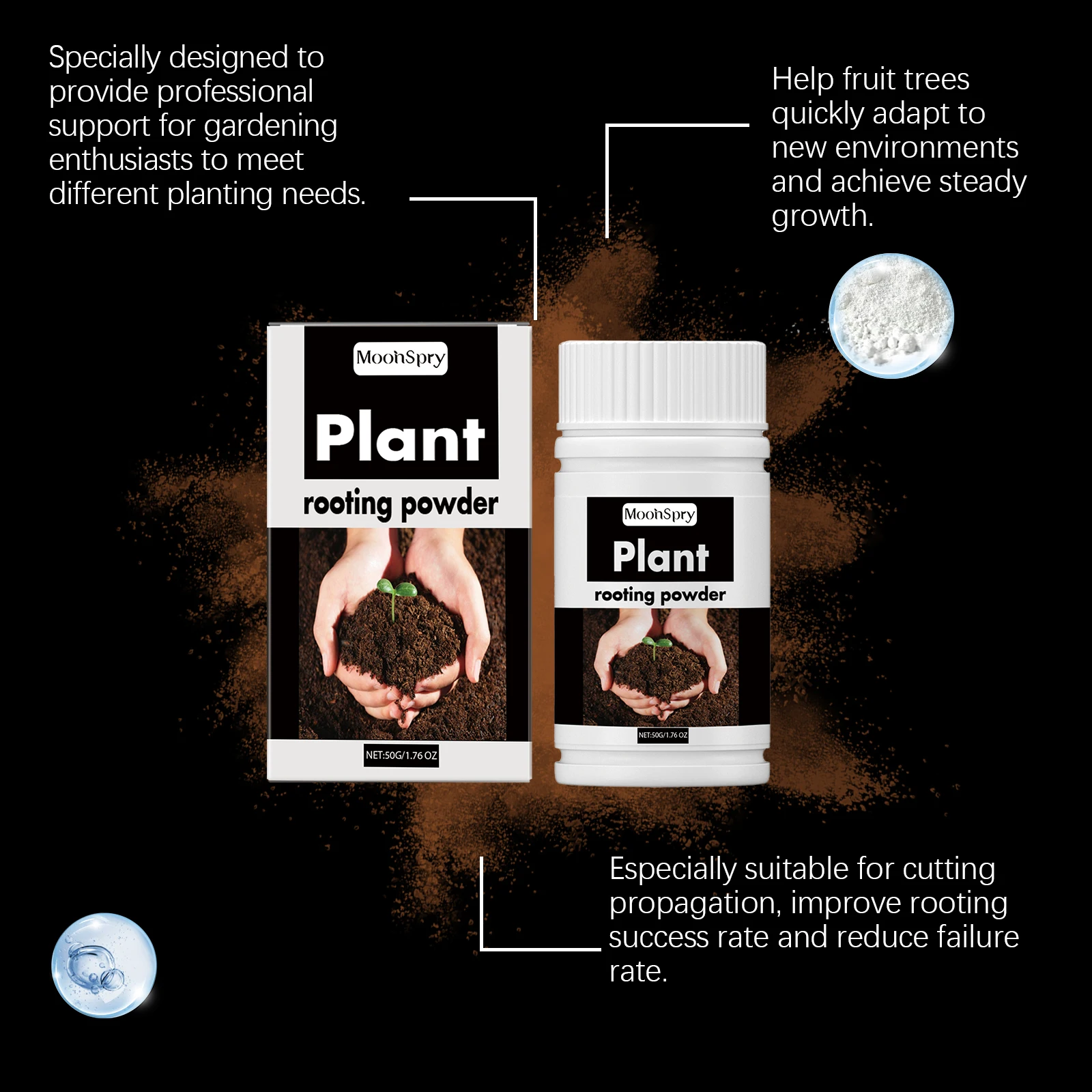 Moonspry Plant Rooting Powder Promote Root Growth Nourishing Tree Transplanting Plant Nutrient for Various Plants & Fruit Trees