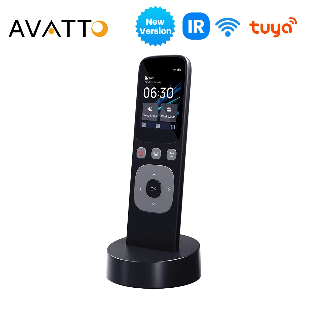 AVATTO WiFi Tuya IR Central Control Panel With Touch Screen Charging Base Handheld Touch Remote Controller For Home Appliance