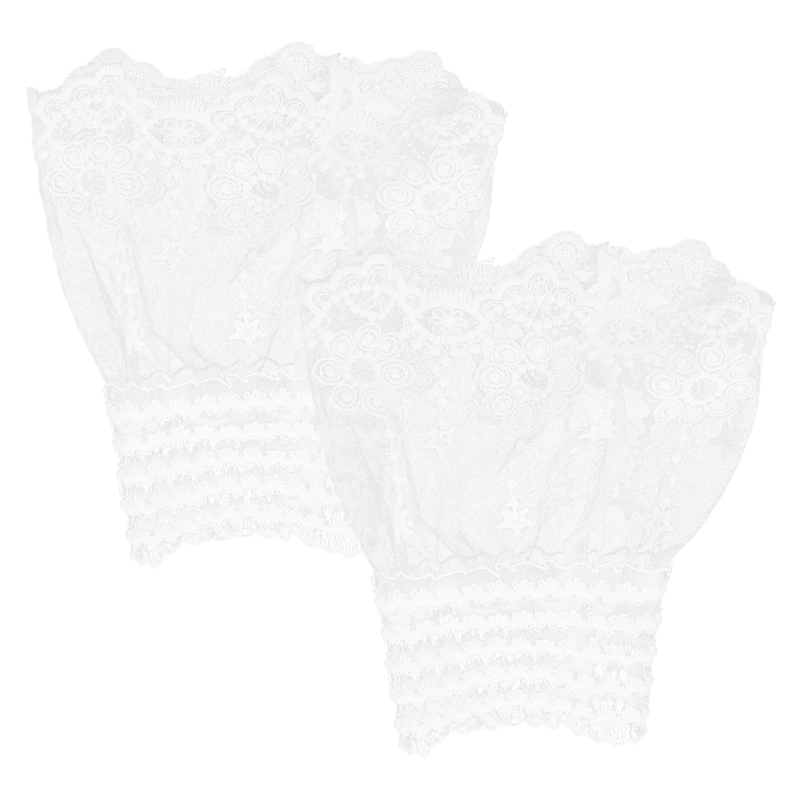 الدانتيل المعصم الكفة الأكمام كاذبة النسيج H الأصفاد للنساء اللون الأبيض 3D الأزهار الزينة مادة القطن مريحة