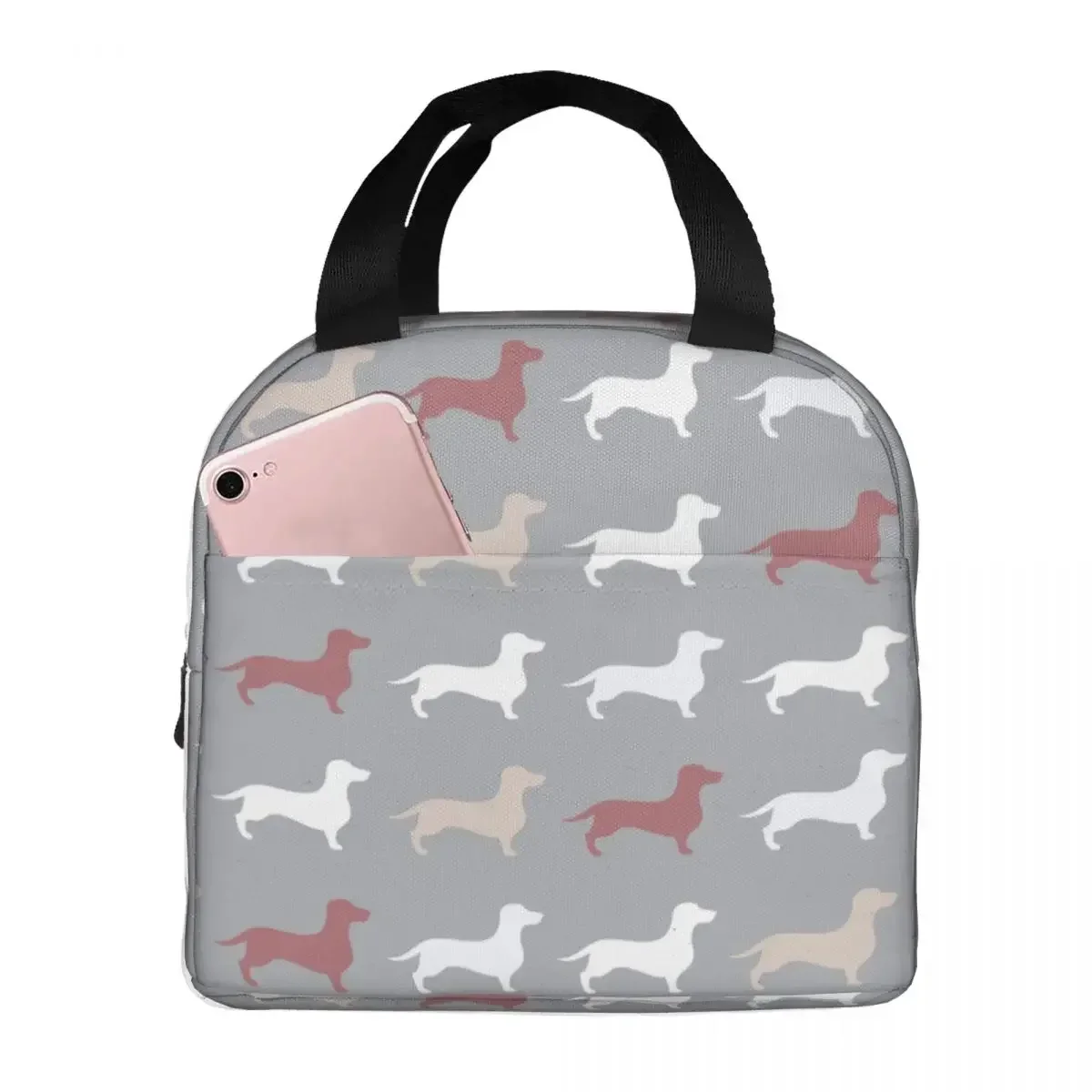 

Dachshund Dog Lunch Bags Portable Insulated Canvas Cooler Bag Thermal Picnic Work Lunch Box for Women Children