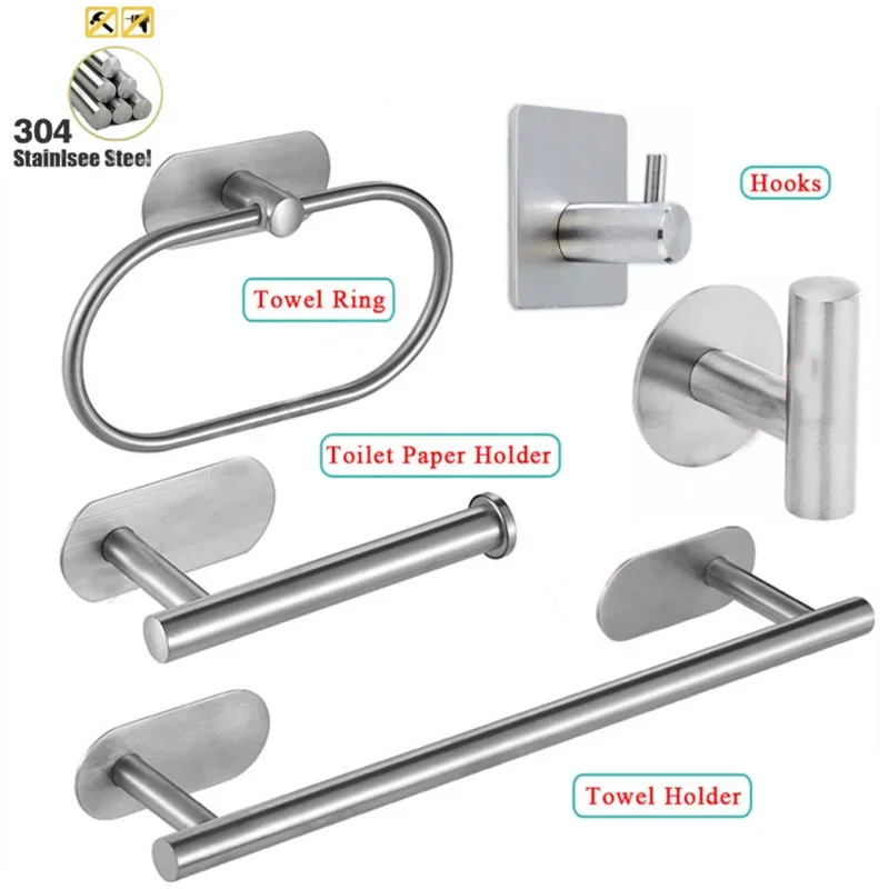 Adhesive Stainless Toilet Paper Holder Bathroom Wall Mount Storage Stand Kitchen Roll Paper Tissue Towel Dispenser Napkins Rack