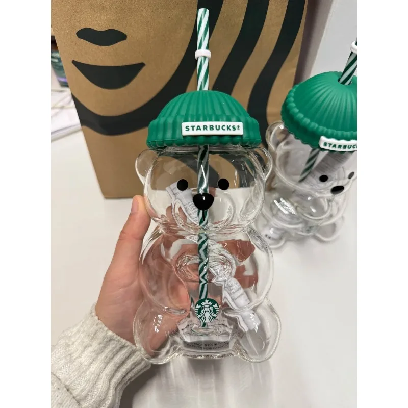 Starbucks North America Bear Thermal Cup New Glass Water Bottle Insulated Leak-Proof Fashion Aesthetic Office Outdoor Gift
