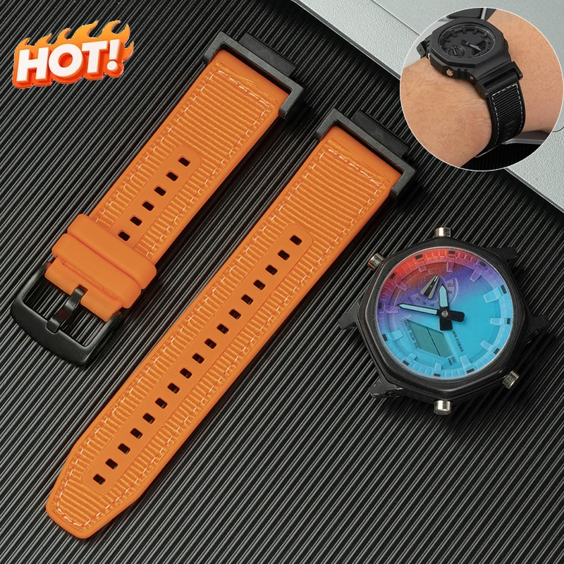 Silikon-Nylon-Armband für GA2100 DW5600 5000 5030 GA-110/100/120 GA-2100 Armband Uhrenband Ersatzzubehör