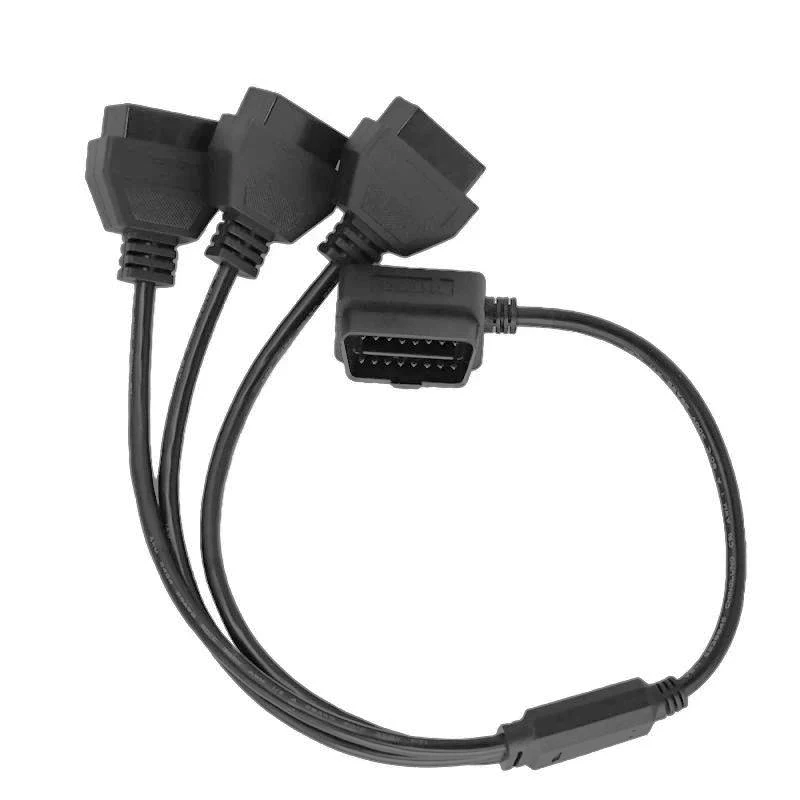 OBDII Extension Cable 16pin Male to 3 Female Converter Adapter OBD2 Diagnostic Cable Splitter for Auto Diagnostic Tool Scanner