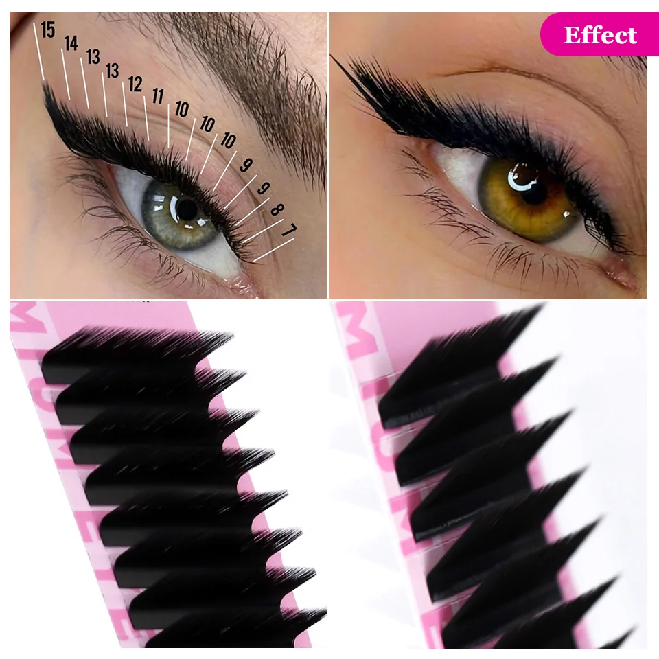 AGUUD 12 rangées L/M Curl fait à la main Faux vison Extension de cils individuelle 8-15mm naturel doux en forme de L Faux cils maquillage