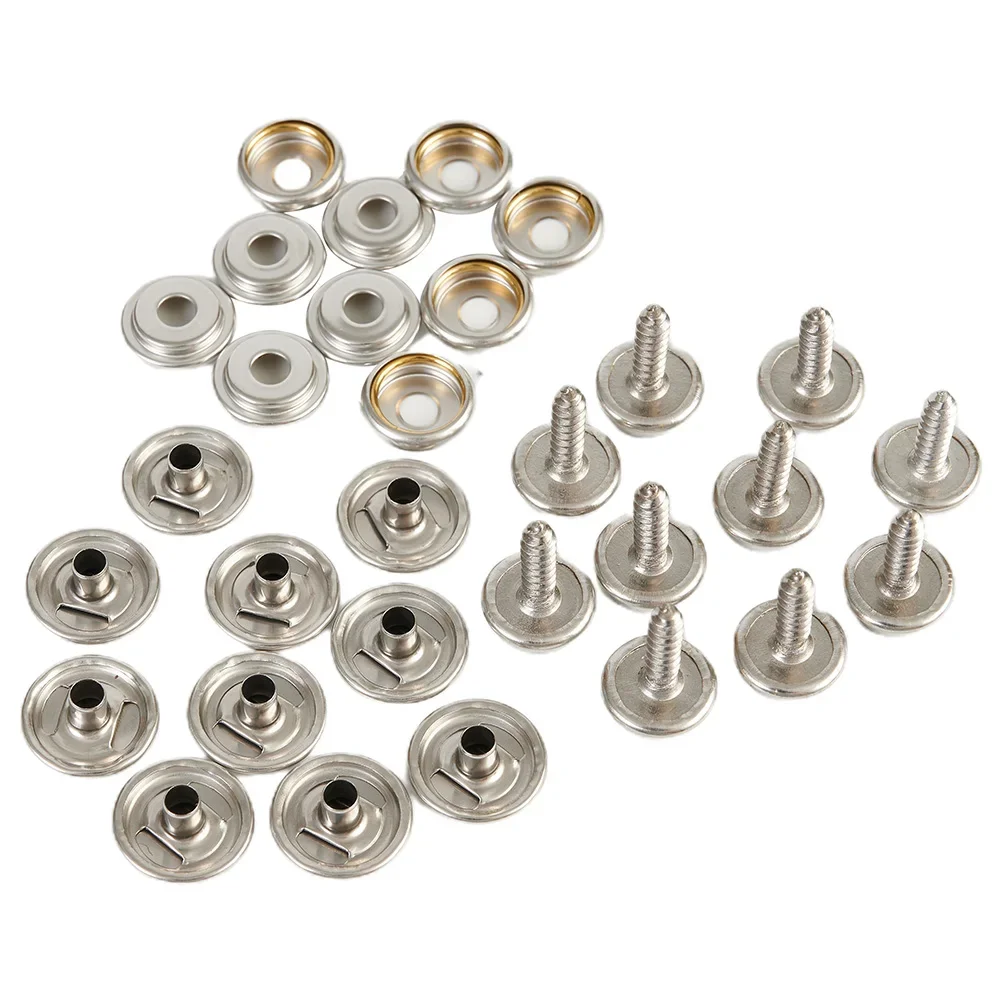 30pcs Snap Fastener Stainless Canvas Screw Kit For Tents Sofas Helmets Wall Nails Home Improvement Baby Carriages Safety Seats