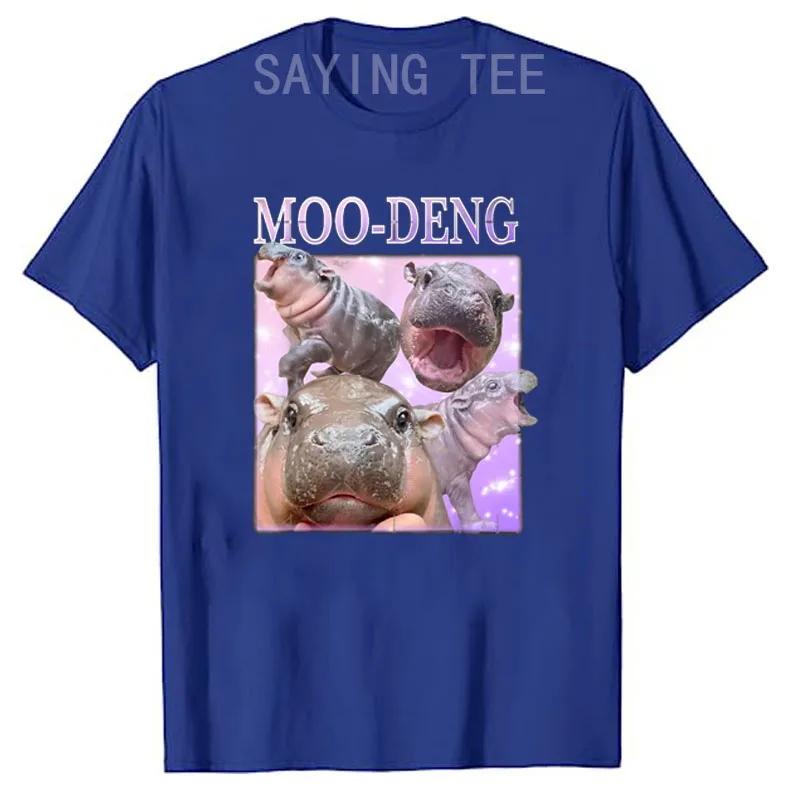 MOO-DENG IL FAMOSO BABY PIGMY HIPPO MOODENG T-shirt Umorismo Divertente Camicette a maniche corte O-Collo Grafica di moda Y2k Top Saying Tee