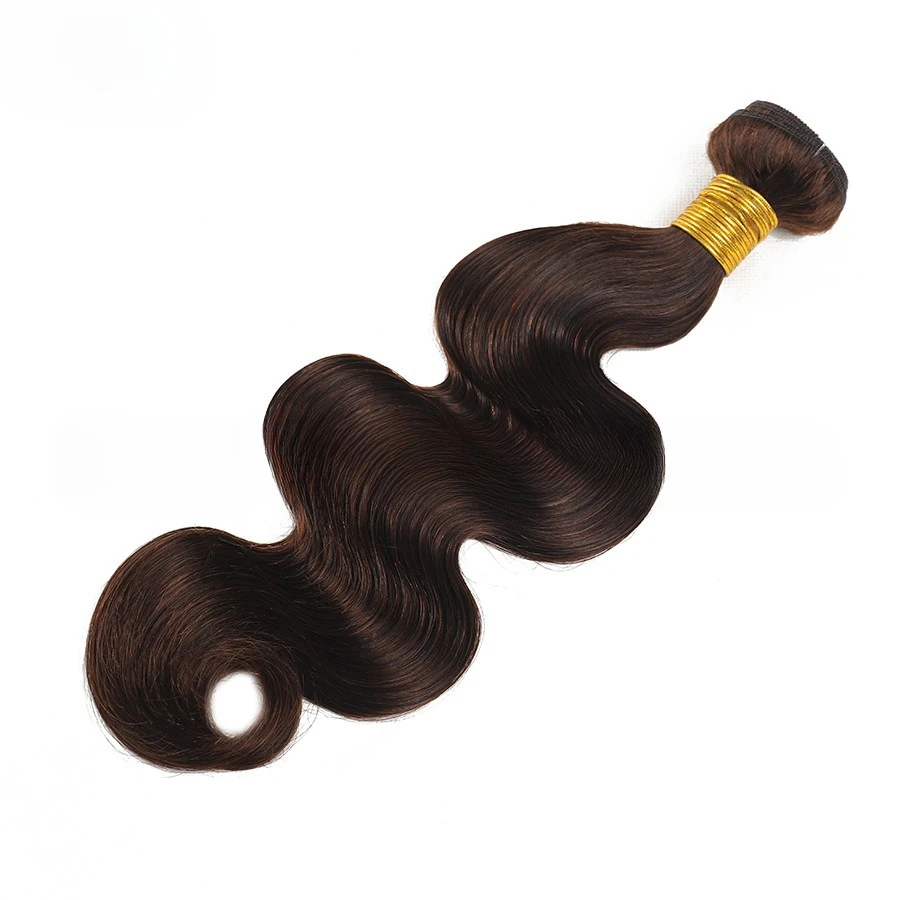 Extensions de cheveux brésiliens Body Wave, cheveux humains, cheveux vierges, double trame, cheveux Remy, tête complète, brun foncé #2, 3 faisceaux, 100g par PC