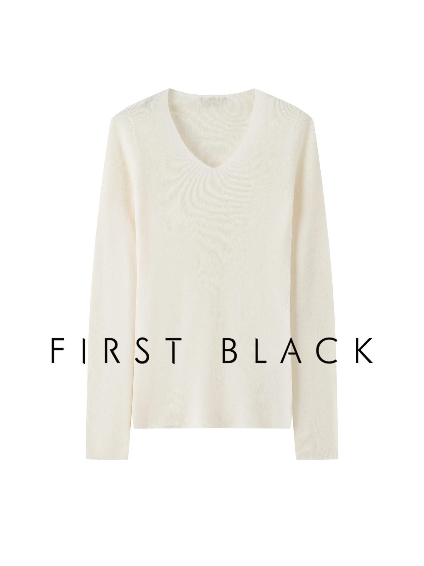 

First Bla Women's Wool Knitwear V-Ne Loose Base Layer Inner Wear Pure White Top 48 Pieces Set Autumn 2025 Faion