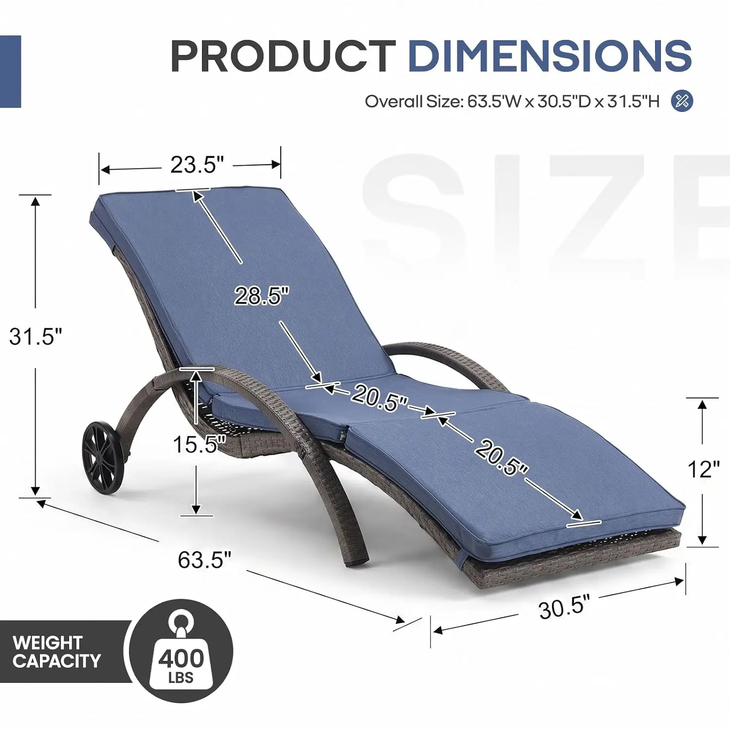 4 PCS Outdoor Lounge Chair Cushion Wheel PE Rattan Chaise Ergonomic Curved Pool Recliner Wicker Lounger Patio, Customized