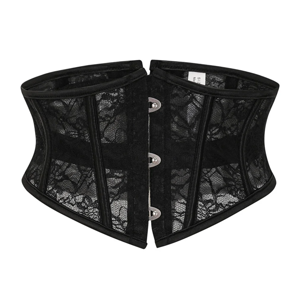 Women Underbust Corsets Short Torso Waist Trainer Slimming Belt Sexy Lace Up Body Shaper Bustiers Black White