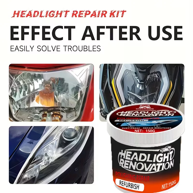 Professional car headlight repair paste - Easy-to-use car light maintenance kit, restore oxidized, yellowed, and blurry headligh