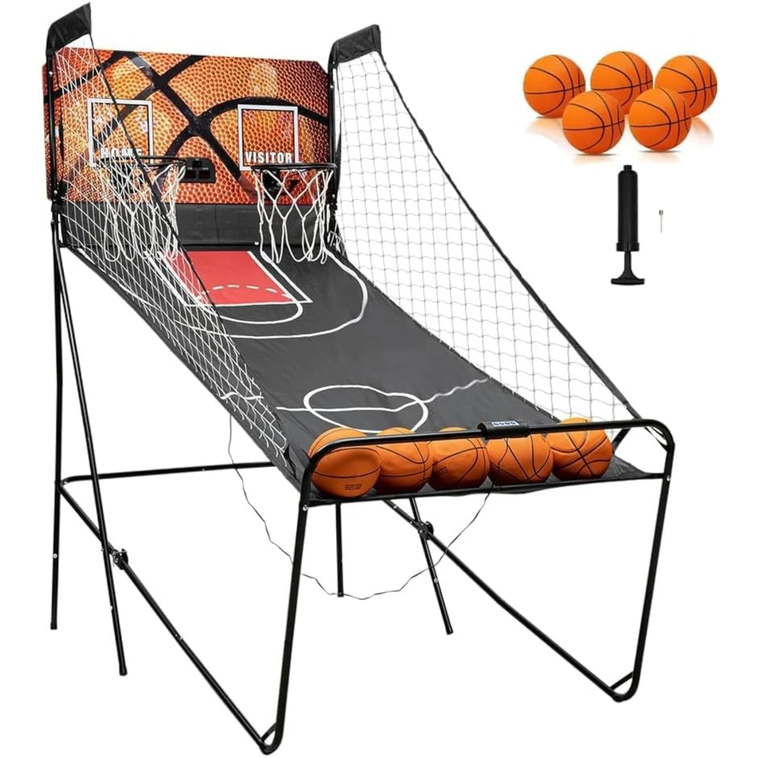 

Складная баскетбольная аркадная игра для двоих игроков с двумя баскетбольными кольцами, электронной системой подсчета очков и возможностью игры в помещении для детей и взрослых