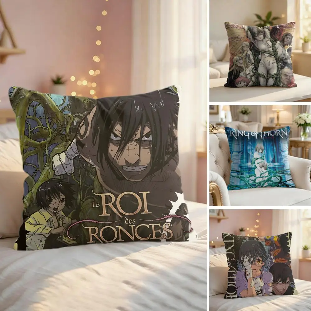 The K-King Of Thorn Anime Cushion Cover Silky Short Plush Invisible Zipper Dustproof Sofa Pillow Case For Home Decor