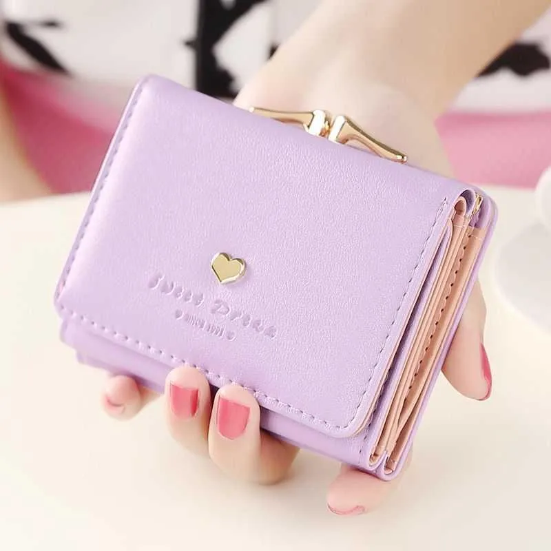 2026 New Purse Female Short Korean Version Of Students Coin Pocket Fresh Folding Mini Metal Wallet Cute Animal Purse Card Holder