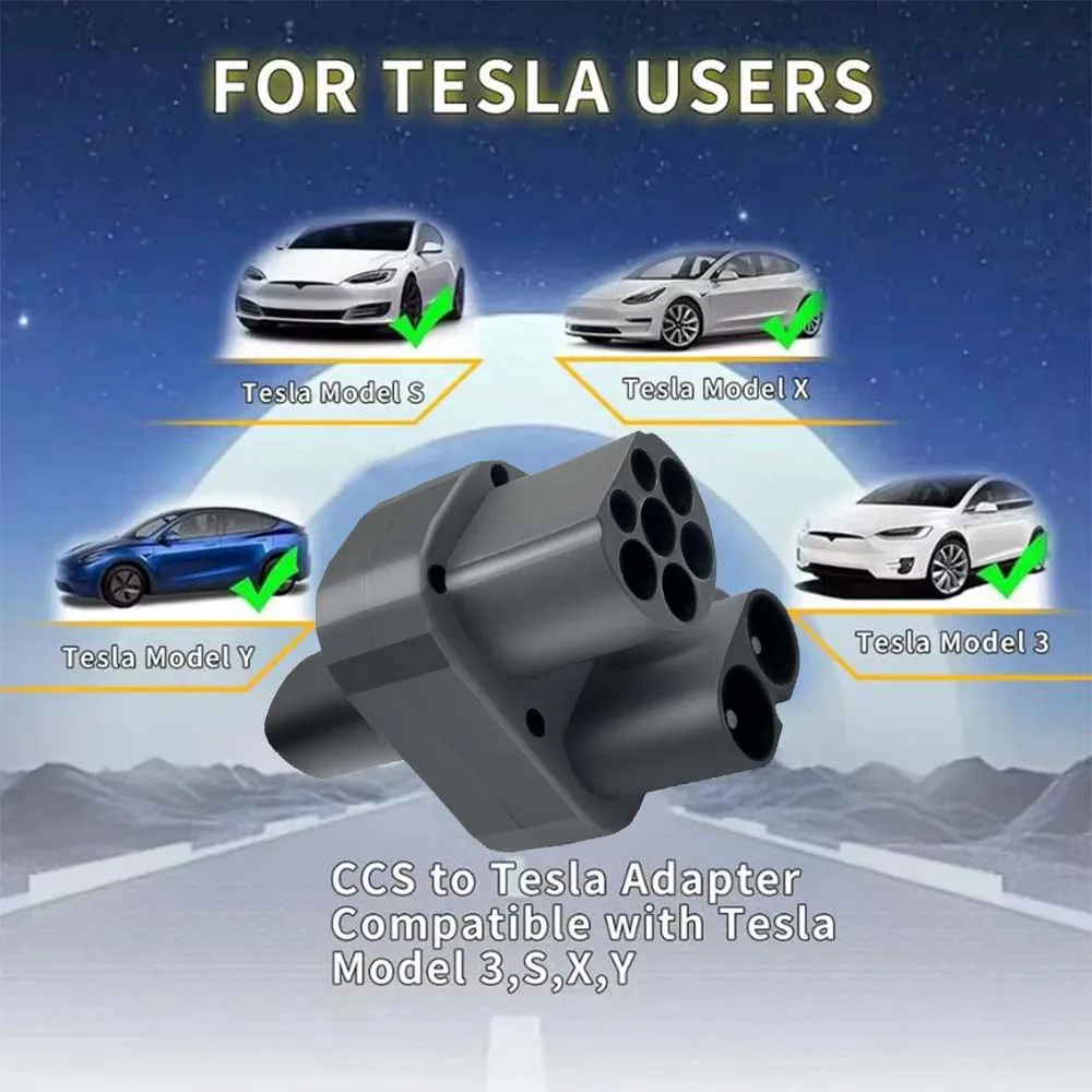 

Teschev CCS2 to Tesla DC Adapter Fit for Tesla Model 3/X/Y Made in USA CCS2 Combo Adapter Support CCS2 and Type2 EV Charger