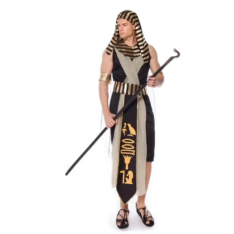 Adult Ancient Egypt Egyptian Pharaoh King Empress Cleopatra Queen Costume Halloween Party Medieval Couples Cosplay Dress