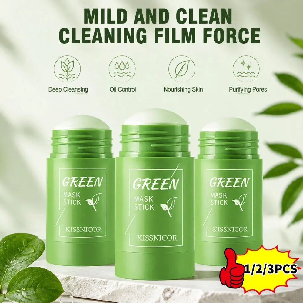 Green Tea Clay Stick Face Deep Cleansing Mask Shrink Pores Deep Blackhead Remover Facial Cleansing Moisturizing Mask