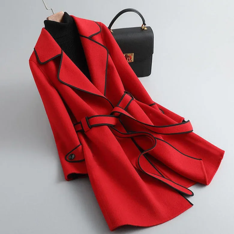 2023 winter new Korean version comfortable double-sided woolen coat cashmere coat women's fashion medium and long foreign-style