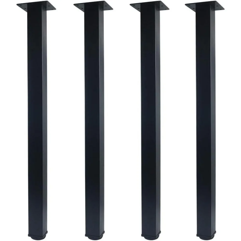 

28 inch Adjustable Metal Furniture Legs, Square Office Table Furniture Leg, Set of 4 (Black)