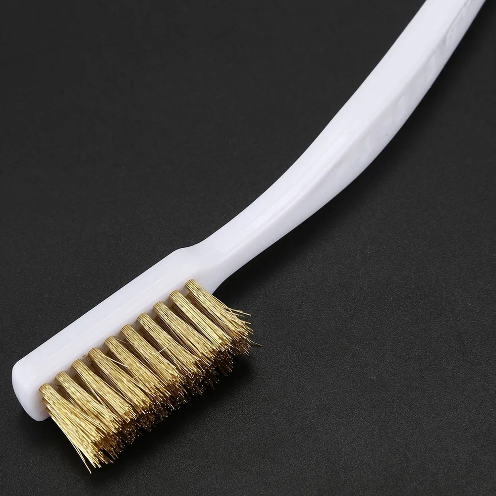 

A53Q-20 Pcs 6.9 Inch Length Plastic White Handle Bristle Brush Brass Metal