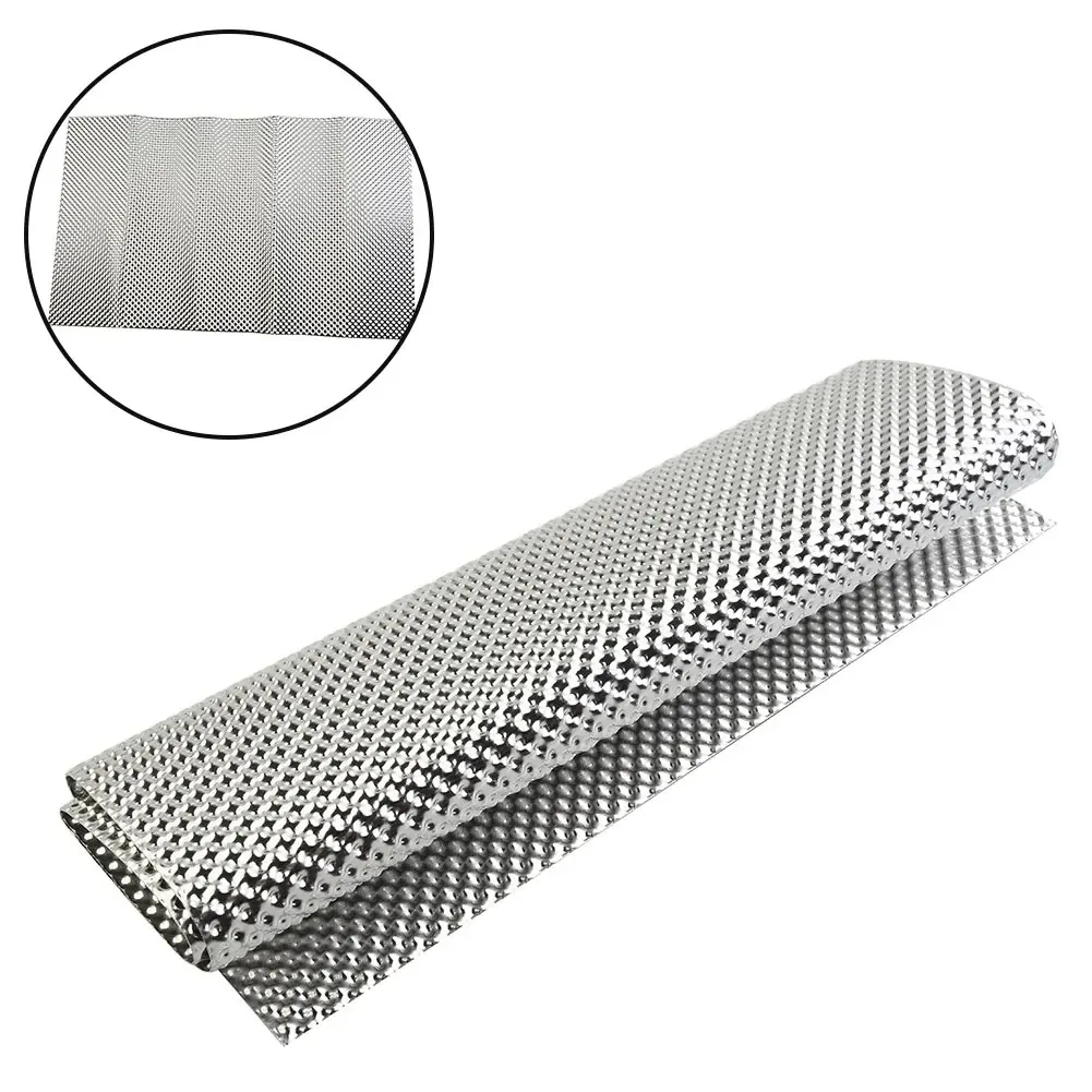 Embossed Aluminum Heat Shield Heat Shield Firewal Floor Pan Fuel Tank Silver Turbo Manifold 300X 500mm Exhausts Electrical image 2