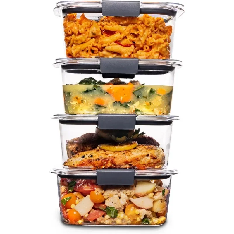 BPA Free Food Storage Containers with Lids, Airtight, for Lunch, Meal Prep, and Leftovers, Set of 4 (4.7 Cup)