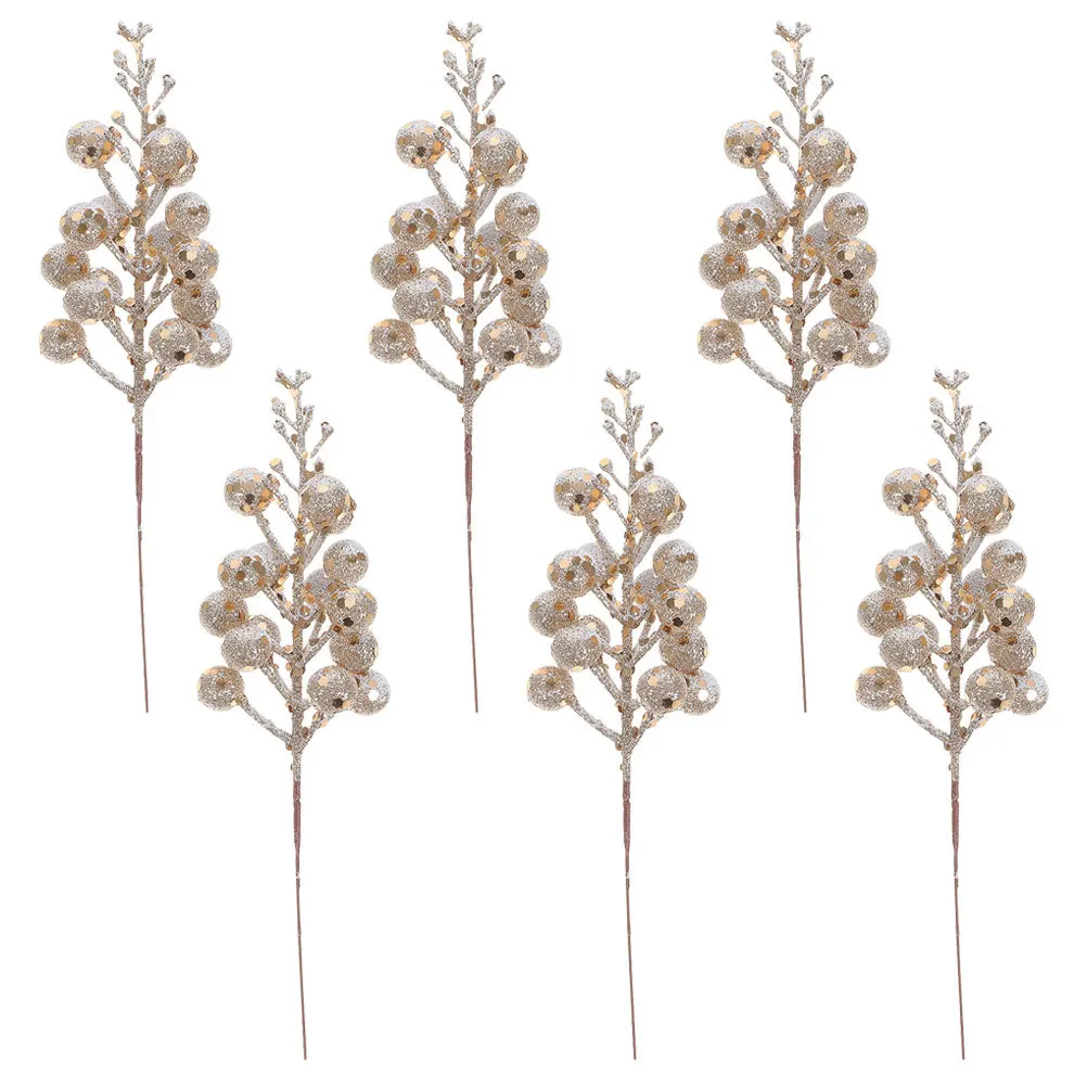 

6Pcs Christmas Tree Artificial Berry Stems Bright Colorful Xmas Picks for Holiday Wedding Party DIY Decor Christmas Picks