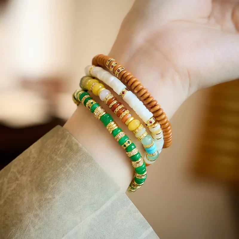 

Rainbow Gold Diamond Pill Feeling Duobao Women's Gem Natural Stone Light Luxury Versatile Natural Dopamine Bestie Bracelet