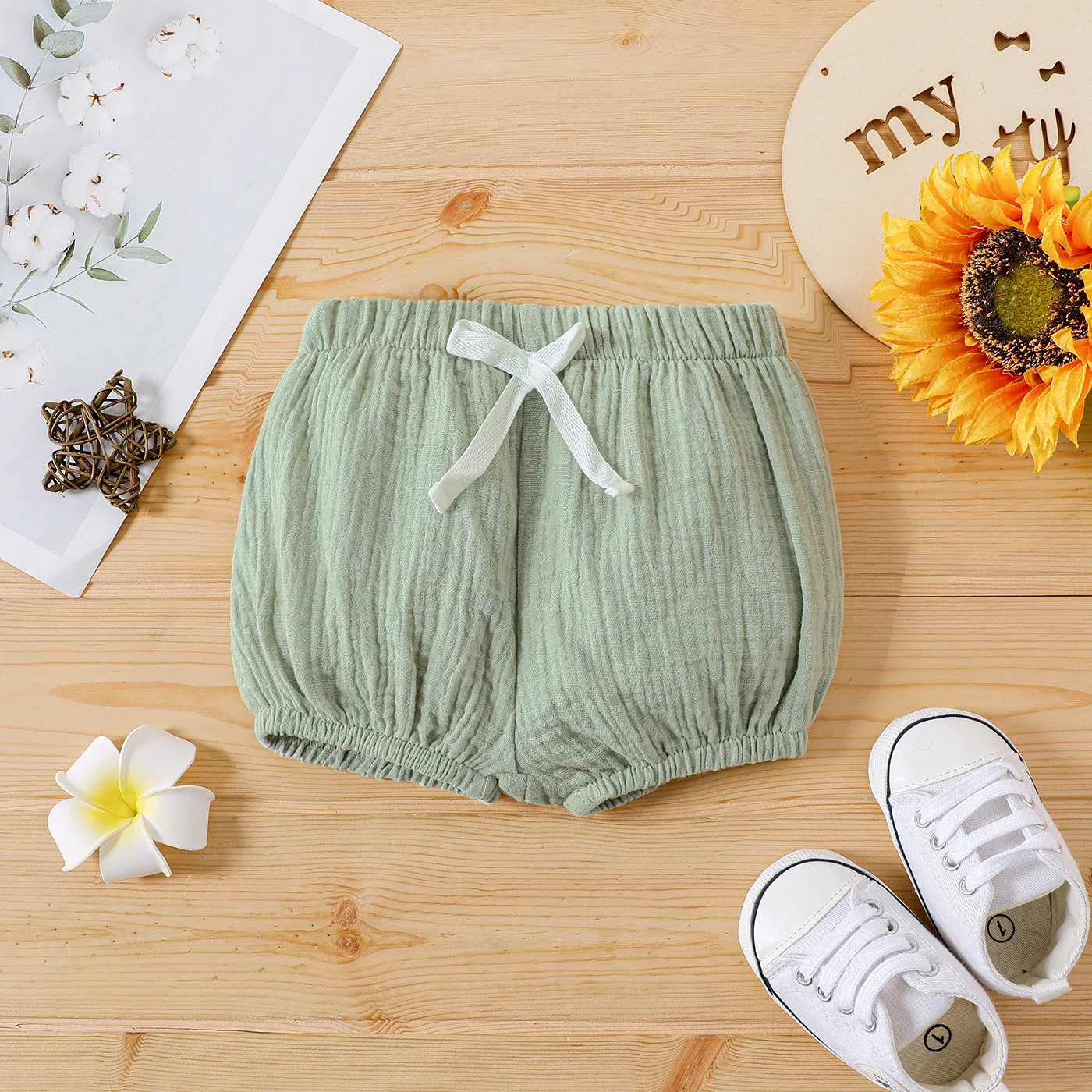 PatPat Baby Boy/Girl 100% Cotton Crepe Bow Detail Solid Shorts Suitable for Summer Season Comfortable  Perfect for Outings