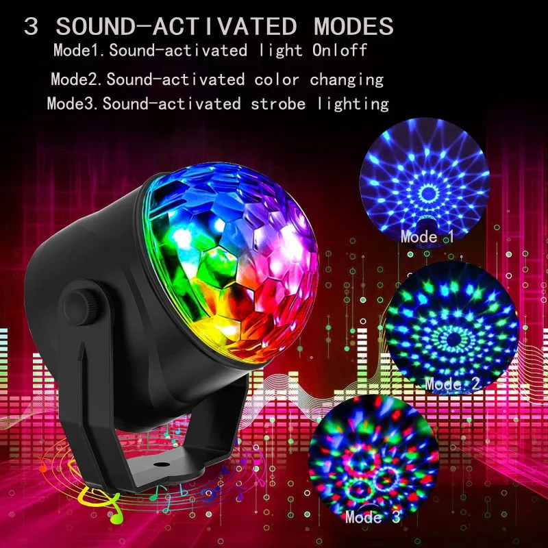 

Party Disco Night Light Rotating DJ Ball Strobe Remote Sound Control Magic Dance RGB Christmas Gift Party Club Laser Show Lamps