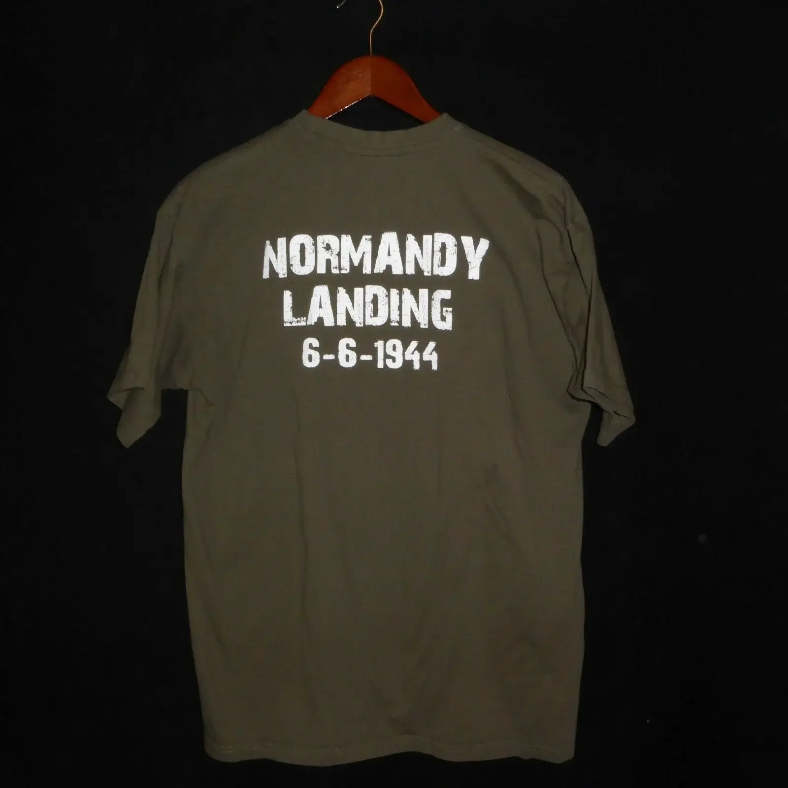 Camiseta de algodón de primera calidad para hombre, camisa de manga corta con cuello redondo, color verde militar, invasión de Normandía 6-6-1944, S-3XL