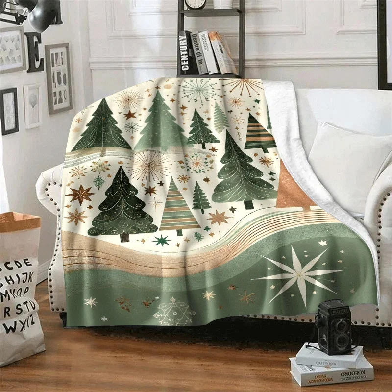 Cozy Christmas Flannel Throw Blanket Forest Evergreen Winter Holiday Decor Gift for Seasonal Couch Bedding Festive Xmas Keepsake