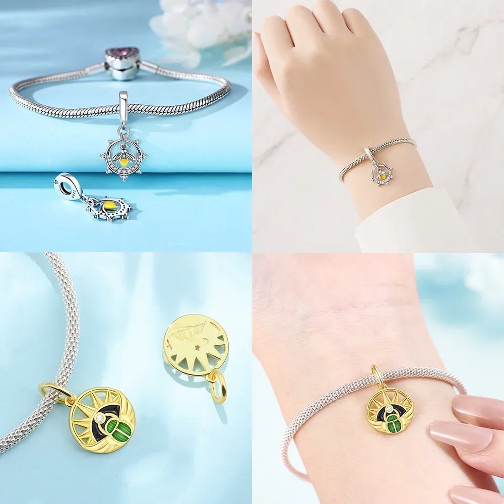 Cute Hot Sale 925 Sterling Silver Gold Color Fireflies Luminous Charms Beads Fit 925 Original Bracelets DIY Jewelry Gift Making - Image 3