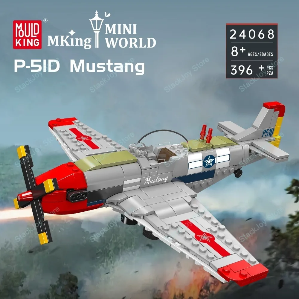 Mould King 20015 1148pcs Military P51D Mustang Fighter Bomber Model Building Block Set Technical Plane Toy Gift For Boys Kid