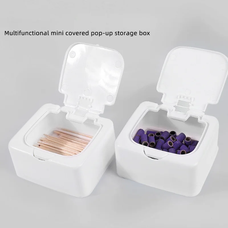 Nail Tool Belt Cover Dustproof Storage Box Cotton Swab Cotton Pad Pop-up Compartment Storage Box Desktop Sundries Sorting Box