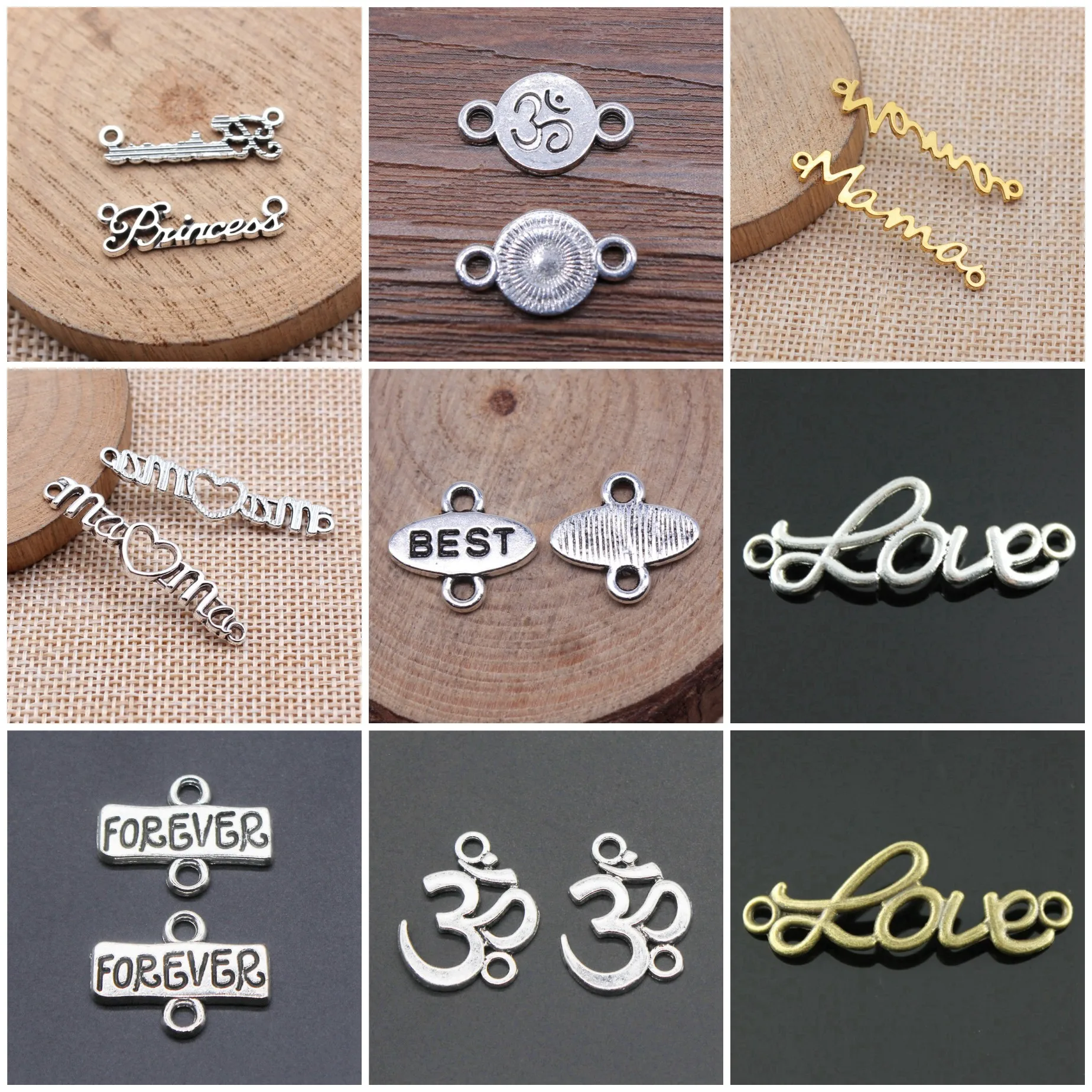 Zinc Alloy LOVE Letter Tag Jewelry Link Connectors For Bracelet Necklace Earring DIY Jewelry Making Craft