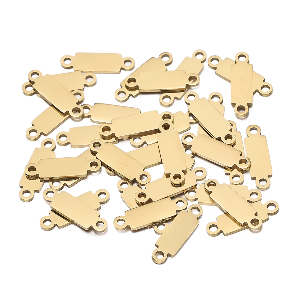 20 sztuk/partia dostosowane grawerowanie laserowe nazwa LOGO tagi ze stali nierdzewnej własne logo Charms dla DIY naszyjnik podwójny otwór wisiorek ﻿ — zdjęcie 5