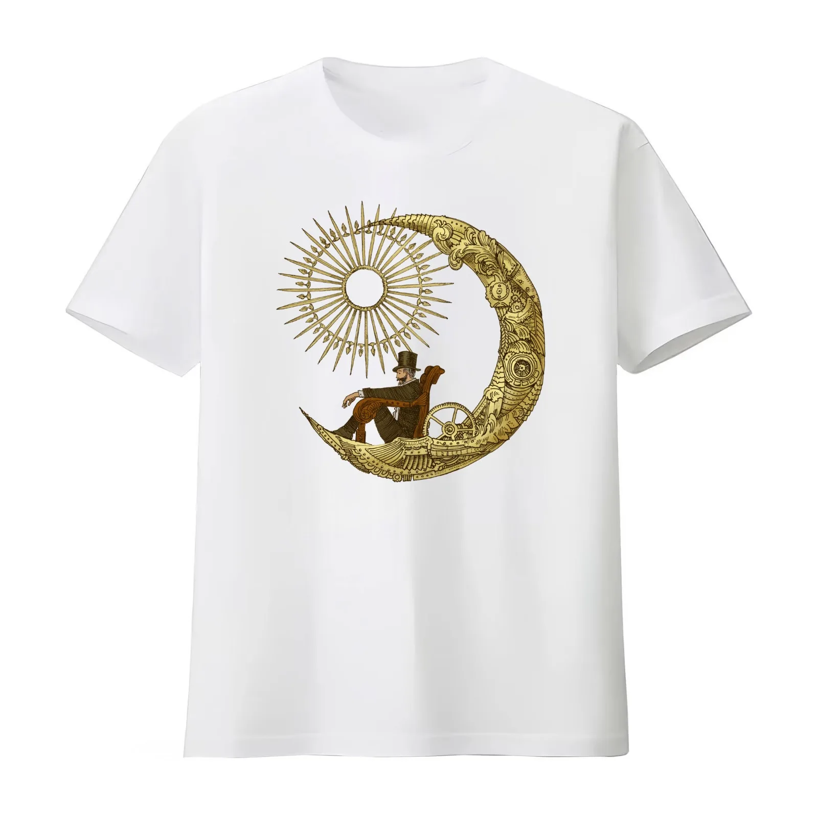 Moon Travel T-Shirt Summer Casual Cotton Tee Oversized Streetwear Tops Vintage Graphic Print Loose Fit Short Sleeve